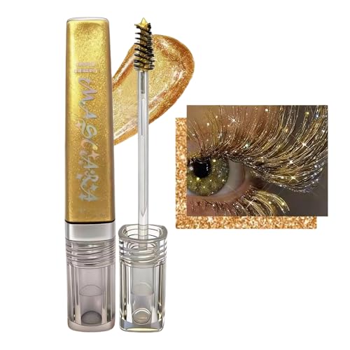 Máscara De Pestañas Con Purpurina – Extensión De Pestañas Con Volumen | Maquillaje De Ojos Resistente Al Agua: Crema Similar A Un Bálsamo Con Un Brillo Que No Corre Para Ojos Sensibles. Ideal Para Eve