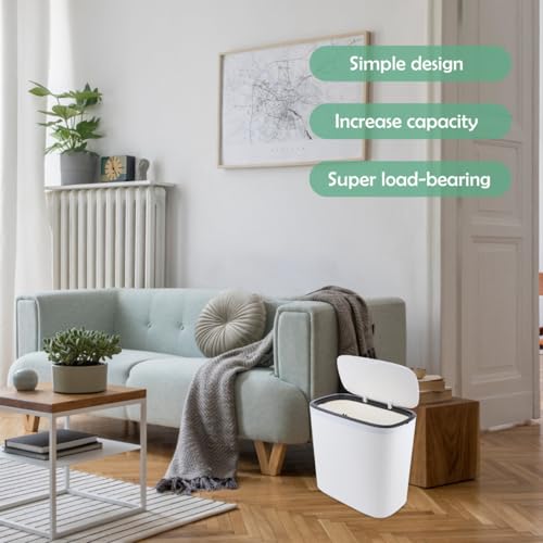 Basurero estrecho con tapa tipo push para cocina y baño miniatura 4