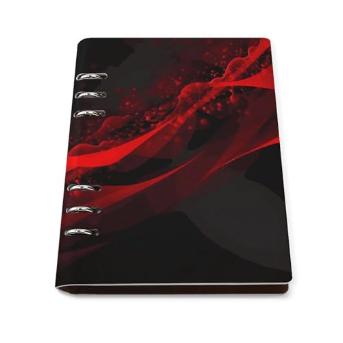 Classeur à anneaux A5 en cuir PU noir et rouge avec 90 feuilles pour notes