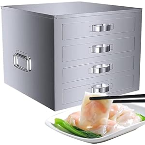 Roll Steamer Rice Noodle Rolls Machine, 53x53x43cm Stainless Steel Chinese Changfen Steamer, 4-Layer Cantonese Household Cuisine Cookware