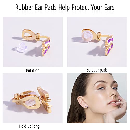 28 Pairs Clip On Earrings Non Piercing Earrings Hypoallergenic Animal Butterfly Rainbow Flower Mixed Color Painless Non-Piercing Earrings Pack3