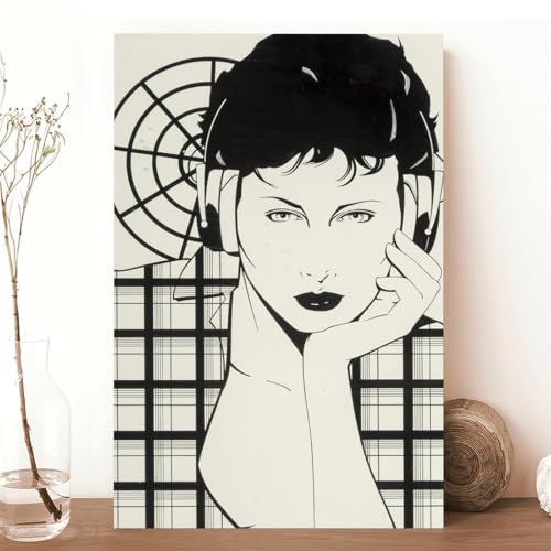 Impression sur toile Earphones On Patrick Nagel tableau moderne 30x45cm