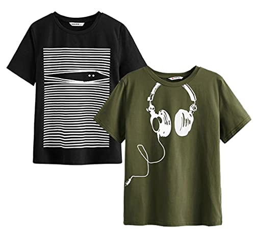 Image of Dagcros Boy's Half Sleeve Round Neck Cotton T-Shirts, Pack of 2 BD-1+11