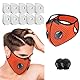 JewelryWe Gesichtsmaske Mundschutz mit Filter Ventil: Orange Mund und Nasenschutz mit 2 Atemventile und 10 Aktivkohlefilter - Verstellbar Wiederverwendbar Waschbar Staubmaske Arbeitsmaske für Outdoor