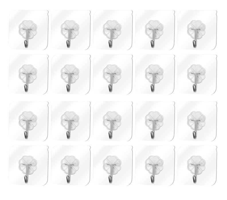 Image of NVF Hooks for Wall,Pack Adhesive Hooks for Wall Heavy Duty, self Adhesive Hook, Wall hangings, Kitchen Accessories Items, Clothes Hanging, Sticky Photo Frame Hangers, Strong Hanger (20)