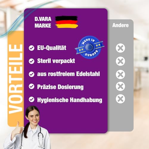 Sterile Einweg-Nadeln 31G (0,25 mm x 6 mm) - 100 Stück Mit Schutzfolie Für Labor, Industrie, Kosmetik, Lebensmittelherstellung, Epoxidharz, Parfüm, Schmierstoffe, Dichtstoffe