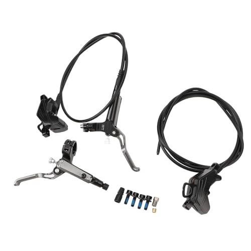 Hydraulic Disc Brake Set, Four Piston Hydraulic Disc Brake, Quick Response, Efficient Braking for Mountain (Black)