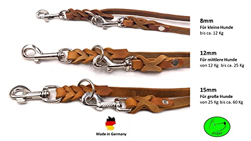 Hundeleine Fettleder kleine Hunde/große Hunde 2m / 2,40m / 2,80m / 3,50m / 5m Doppelleine verstellbar (2,40m X 8mm, Cognac)
