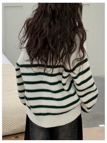 Floerns Girl's Cute Striped Sweater Loose Fit Long Sleeve Collar Pullover Tops2