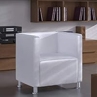 Fauteuil de salon style moderne pour salon, fauteuil club en cuir synthétique blanc 71 x 54 x 69 cm (L x l x H