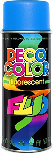 DECO COLOR Fluorescent 400ml Spray Paint Fluo Visible NEON Bright Blazing Glowing Art Craft (Blue)