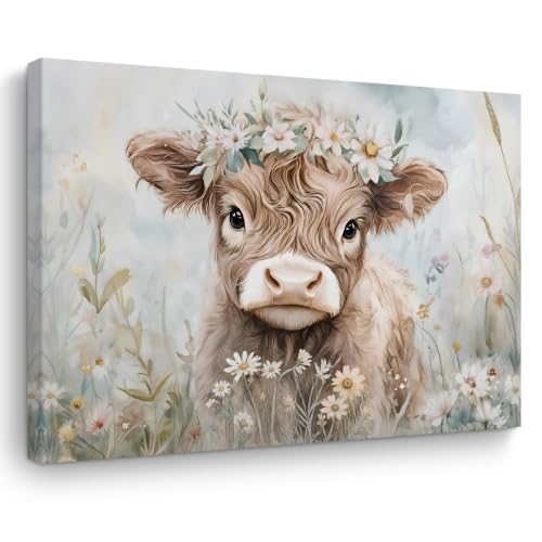 Funny Highland Cow Wall Art, Farmhouse Gifts for Women Prints Wall Decor
