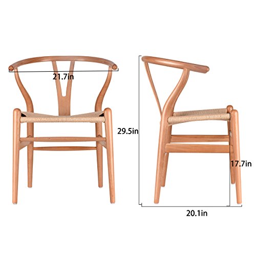 Polynices Wishbone Chair, Weave Modern Solid Wood Mid-Century Y Shaped Backrest Dining Chair (Beech Wood + Natural Set Of 2) #TOP1