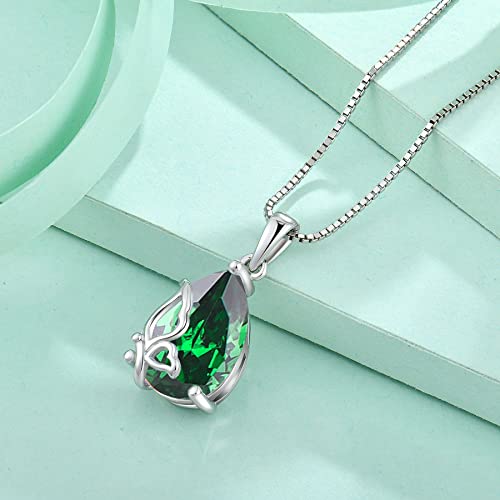 Blaniy May Birthstone Necklace For Women 925 Sterling Silver Emerald Necklace Butterfly Pendant Birthday Valentines Mothers Day Anniversary Christmas Jewelry Gifts For Mom Wife Girls Her #TOP3