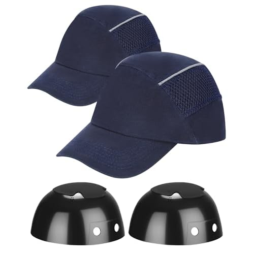 HOLULO 2 Pack Anstoßkappe Sicherheitsmütze Baseball-Stil Sicherheitskappe Schutzkappe Anti-Schock Arbeitskappe,Kopfschutz Schutzkappe Stoßschutzkappe (Atmungsaktives Netz)
