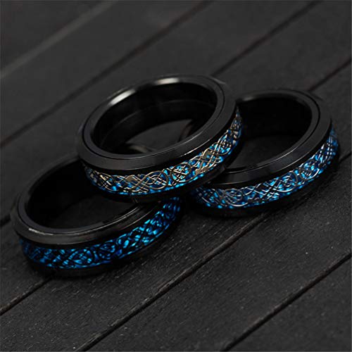 Image of HIJONES Unisex Carbide Fiber Celtic Dragon Spinner Ring Stainless Steel Wedding Spins Band