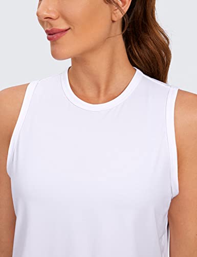 Image of CRZ YOGA Pima Cotton Cropped Tank Tops for Women Workout Crop Tops High Neck Sleeveless Athletic Gym Shirts