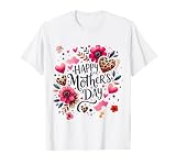 Happy Mother's Day Retro Leopard Print Floral Women, Girls T-Shirt