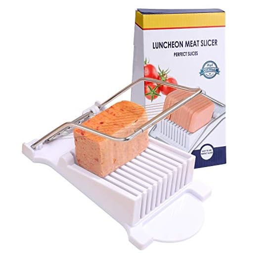NVTED Slicer, Luncheon Meat Slicer Boiled Egg Fruit Soft Cheese Butter Slicers Cutter, Stainless Steel Wires, Cuts 10 Slices (White)