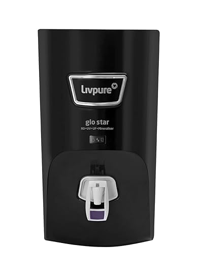 Livpure Glo Star RO+UV+UF+Mineraliser - 7 L Storage, 15 LPH Water Purifier for Home, Suitable for Borewell, Tanker, Municipal Water (Black)