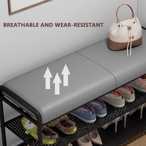 Banc de rangement entrée robuste en métal pour chaussures durables - 6