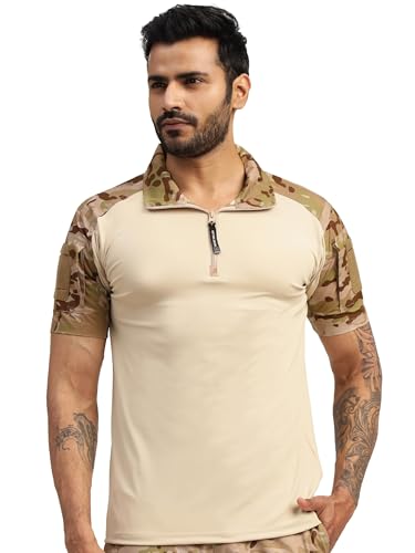 Image of MOUNTMILLER Men's Short Sleeve Ripstop Tactical Polo T-Shirt | Anti-Odor | Moisture-Wicking | UV Protective| Ideal for Hiking & Trekking, Outdoor