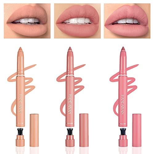 3 Colors Waterproof Crayon Matt Nude Lipstick Lipliner Pack Set With Built-In Sharpener.longwear Moisture Smooth Matte Lipliner Pencil Collection.ultimate Nourishing Buildable Velvet Lip Crayon Lip Liner Lip Pen Lip Makeup 1#2#3# #TOP18