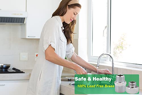 Whk Lead-Free Brass Pipe Fitting,2 Pcs 3/8" Male Npt To 1/2" Male Npt+2 Pcs G 1/2" Female To G 3/8" Male Reduce Adapter Rv Water Faucet Adapter Npt Fittings For Plumbing Supply Lines (Chrome) #TOP6