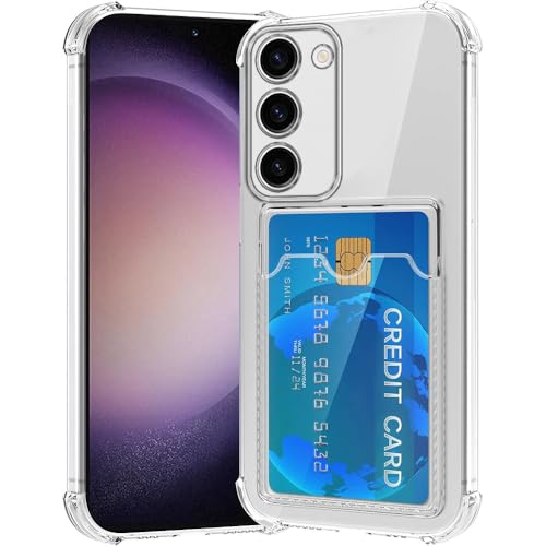 Image of Amazon Basics Premium Shockproof Transparent TPU Back Case Cover with Built-in Slim Card Holder Wallet for Samsung Galaxy S23 5G - Clear