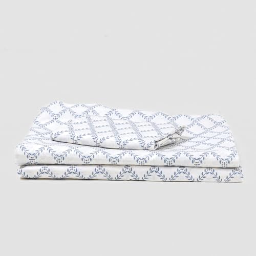 TRAMAS+ Sabanas 180x190 / 200cm 100% algodón Suave, Juego de sábanas 4 Piezas, Sabana Bajera Ajustable, Encimera, 2 Fundas de Almohada 110x45cm, Certificado Oeko Tex   Cama 180, Picota Indigo