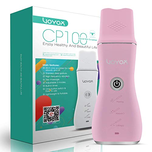 VOYOR Facial Skin Scrubber, Blackhead Remover Facial Pore Cleaner, Face Skin Spatula with 3 Modes, Acne Comedones Extractor CP100 ?Pink?