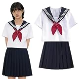 [ゼニスグッズ] セーラー服 コスプレ 3点セット 半袖対応 サイズフリー JK制服 学生制服風 関西襟 プリーツスカート蝶ネクタイ 可愛い 卒アル風 文化祭 学園祭対応 [並行輸入品]