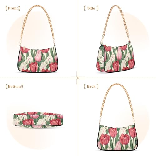 Clutch Shoulder Bags Tote Evening Purse Handbags for Women Flower Pinks Red White Hobo Bags with Zipper Closure2