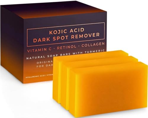 Kojic Acid Soap Hyaluronic Acid Turmeric Kojic Acid Soap with Vitamin C Retinol Collagen Turmeric Soaps Dark Spot Remover Bars for Face Infused with Vitamin E Shea Butter Olive Oil (1 Soap)