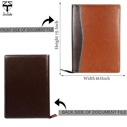 Image of ZesTale Faux Leathere Professional Files and Folders | Conference Folder | Certificate Holder | Documents Folder | File Folders for Documents (20 Leafs, Colour- Brown) (FS)