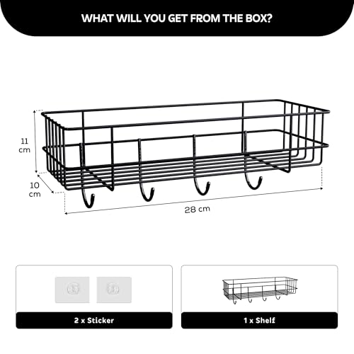 Image of MIORAH Bathroom Organiser Without Drill | Bathroom Accessories | Self Adhesive Bathroom Shelves & Organizer for Wall Storage and Decor (Pack of 1)
