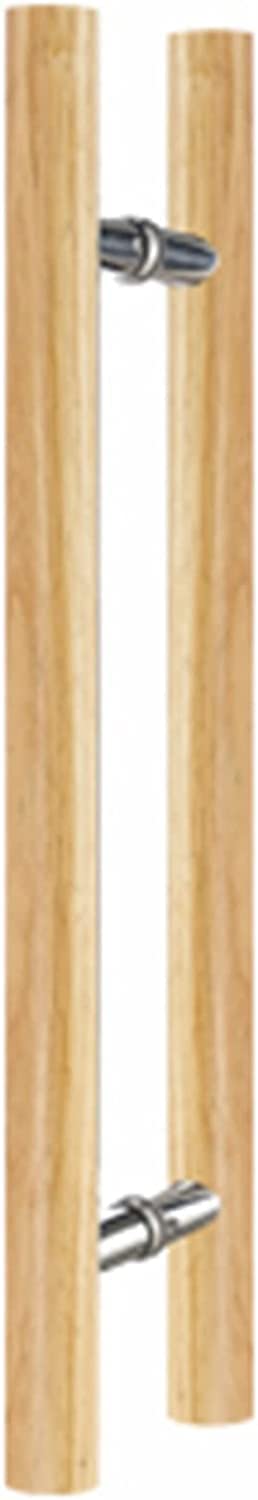 CWCQGH Sliding Barn Door Handle Wooden,Push Pull Door Handle for Entry Interior & Exterior Glass Gates,Double Sided H Shape Round Bar,Natural-100cm/3.3ft