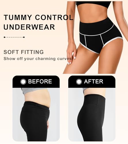 K-CHEONY High Waisted Cotton Underwear for Women Tummy Control Ladies Panties Breathable Full Coverage 5Pack4