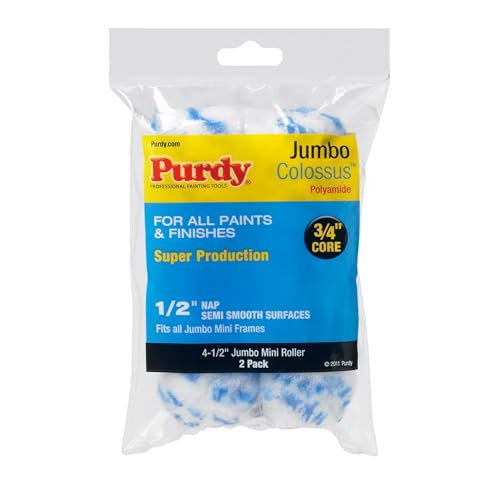 Purdy 140624033 Jumbo Mini Colossus Roller Replacements, 2-Pack, 4-1/2 inch x 1/2 inch nap