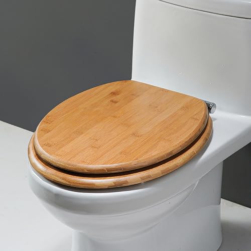 Tavoletta Wc Universale Rotondo In Legno Massello, Copriwater Universali Con Cerniere, Compatibile Con La Maggior Parte Dei Modelli, Coperchio Water Chiusura Ammortizzata(Orange)