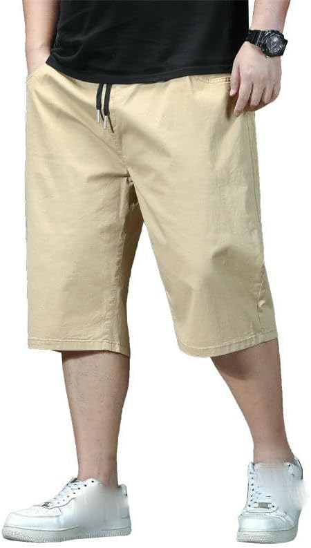 USTZFTBCL Men's Casual Elastic Loose Mid-Length Elastic Waist Shorts