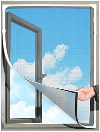 Adjustable DIY Magnetic Window Screen Fits Any Size Smaller with White Frame Various Mesh Available (55”H x 36”W with Sunblock Mesh)