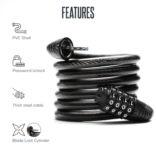 Bike Lock Combination Lock 4 Digit |1.8M X 10mm| Heavy Duty Bike Locks High Security - Anti Theft Bicycle Lock for Motorcycle Fence Gate Shed Trailer - Weather Resistant - Image 4