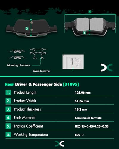 Image of SCITOO D1668 D1095 Semi-Metal Brake Pads Kits Front & Rear Replacement For Ford For Escape 2013-2016,For Ford For Focus 2013-2018,For Ford For Transit Connect 2014-2019