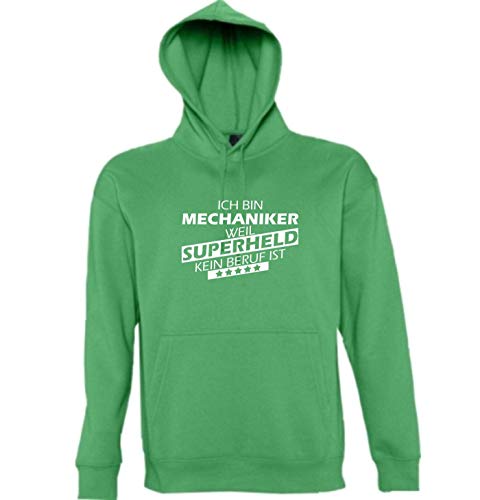 Sweat à capuche Ich Bin Mécanicien couleur vert kelly taille XXL pour homme