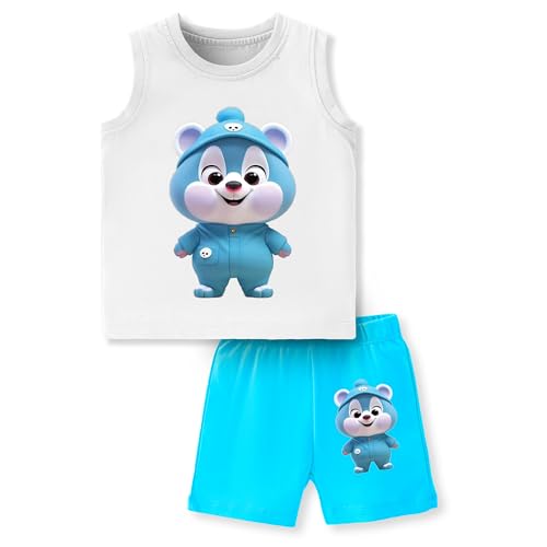 Image of TS LAVI TAVI Baby Cotton Clothing Set | Sleeveless T-Shirt & Shorts Combo | Summer Wear for Boys & Girls | Soft Breathable Fabric | Multicolor Pack of 3