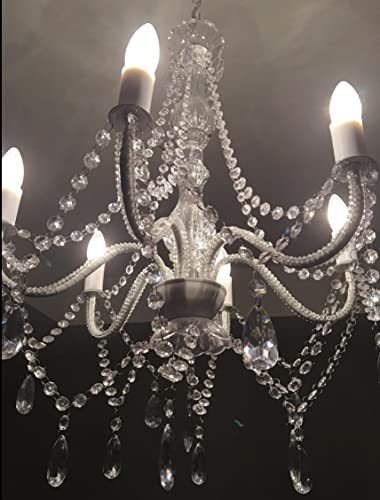Image of The Original Gypsy 6-Light Flush Mount Crystal Chandelier, White