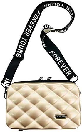 Amazon アペックスライフ レディース 子供 ミニバッグ ポーチ キャリーバッグ ショルダーバッグ スーツケース型 ストラップ付き セカンド バッグ 出張用 旅行 小物入れ 軽量 丈夫 衝撃に強い 斜めがけ シャンペンゴールド Apexlife ショルダーバッグ