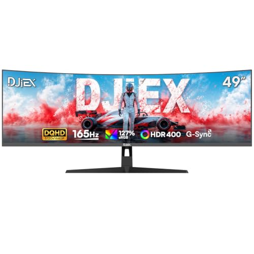 Image of 49 Inch Curved Ultrawide Monitor, DQHD 5K 32:9 1500R VA Display, 165Hz, 1ms MPRT, G-Sync & FreeSync, HDR400, 127% sRGB, Adjustable Stand, HDMI & DisplayPort, VESA,Pro Gaming & Creating