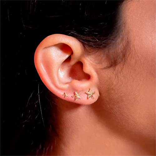 3 Pairs Tiny Starfish Stud Earrings Sterling Silver Set for Women Girls Cute Star Cartilage 20g Studs Tragus Post Pin Hypoallergenic Piercing Body Jewelry Dainty Gifts2